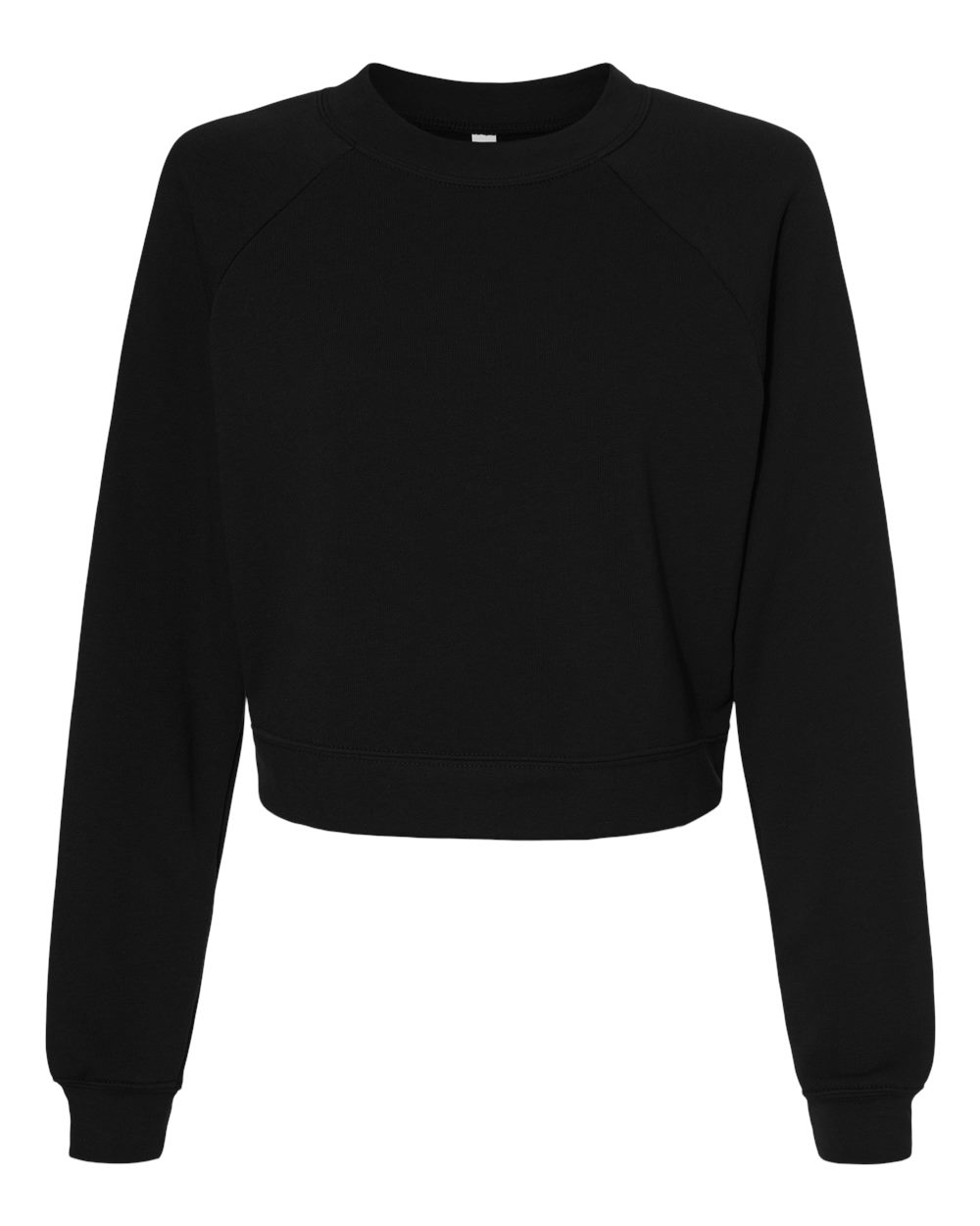 Front View of Black Women's Raglan Pullover Fleece - 7505