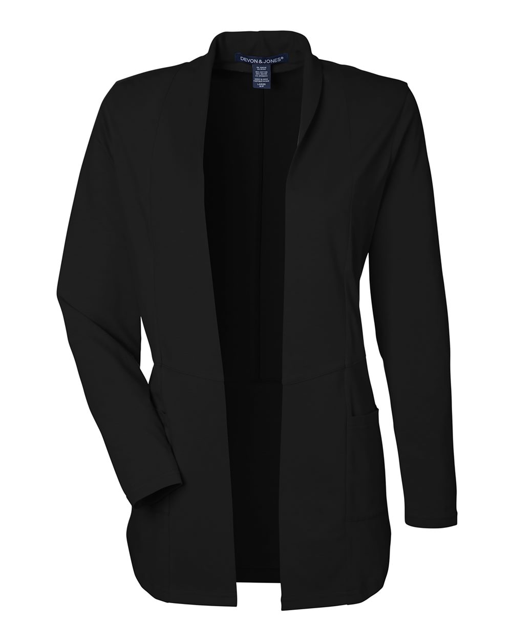 Front View of Black Women's Raleigh Stretch Cardigan - DP125W