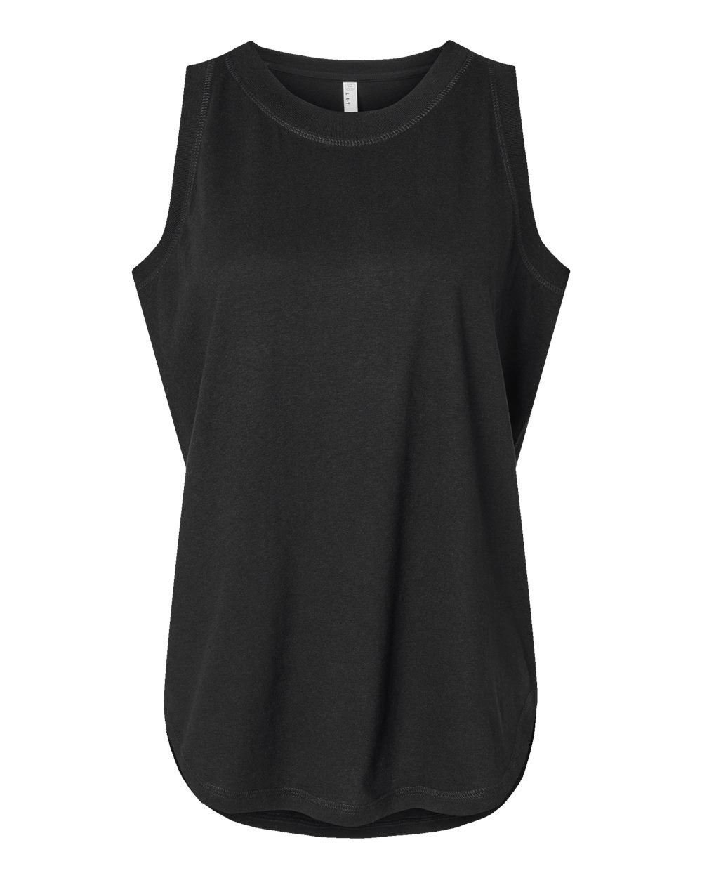 Front View of Black Women's Relaxed Fine Jersey Tank - 3592