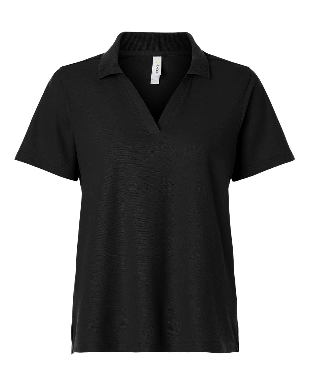 Front View of Black Women&#39;s Resolve CVC Performance Pique Polo - CE106W