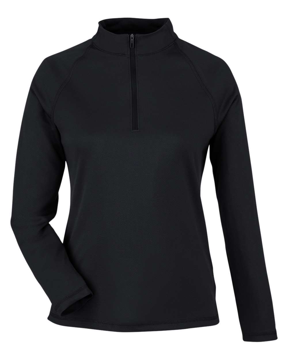 Front View of Black Women&#39;s Revive Coolcore® Quarter-Zip Pullover - NE410W