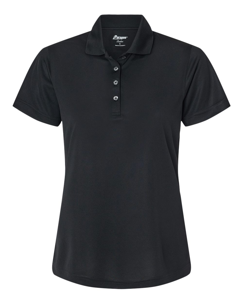 Front View of Black Women's Saratoga Performance Mini Mesh Polo - 104