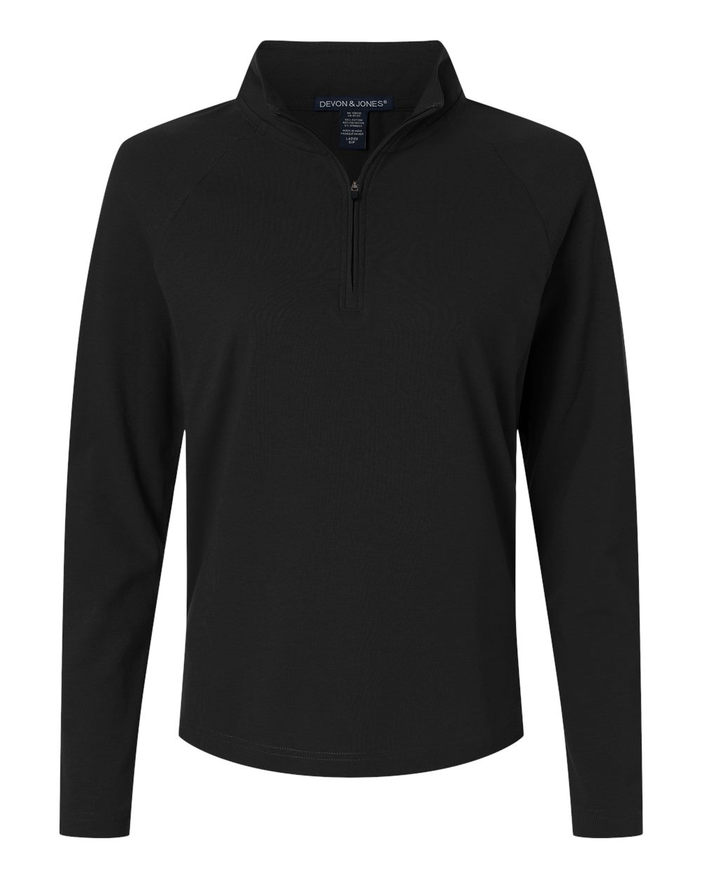 Front View of Black Women's Seaton Pebble Textured Quarter-Zip Pullover - DG402W plain