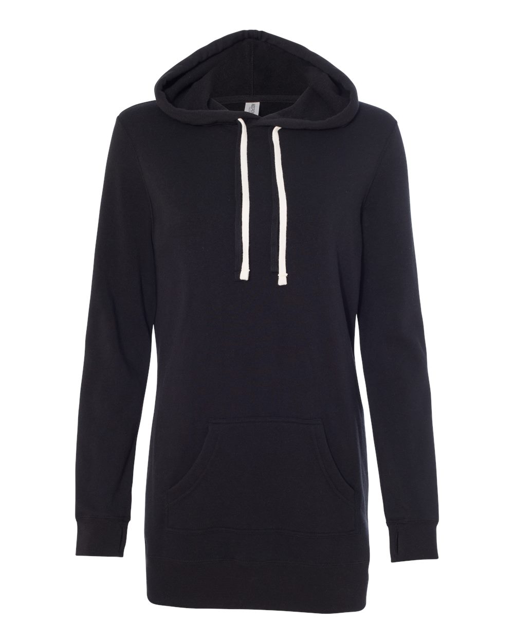 Front View of Black Women’s Special Blend Hooded Sweatshirt Dress - PRM65DRS