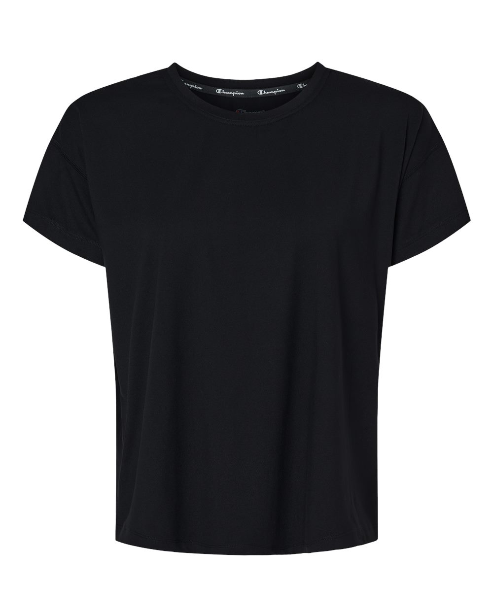 Front View of Black Women's Sport Soft Touch T-Shirt - CHP130