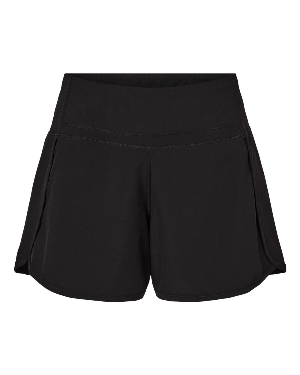 Front View of Black Women's Stretch Woven Lined Shorts - BW6103