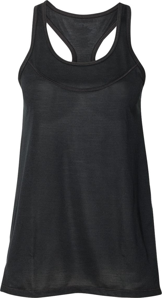 Front View of Black Women's Tiger Slub Racerback Tank Top - T81