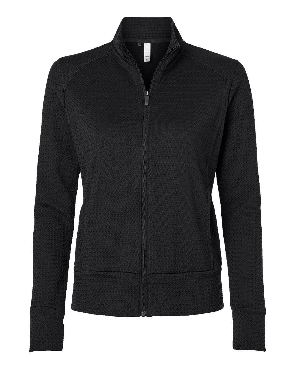Front View of Black Women&#39;s Ultimate Textured Full-Zip Jacket - A1007