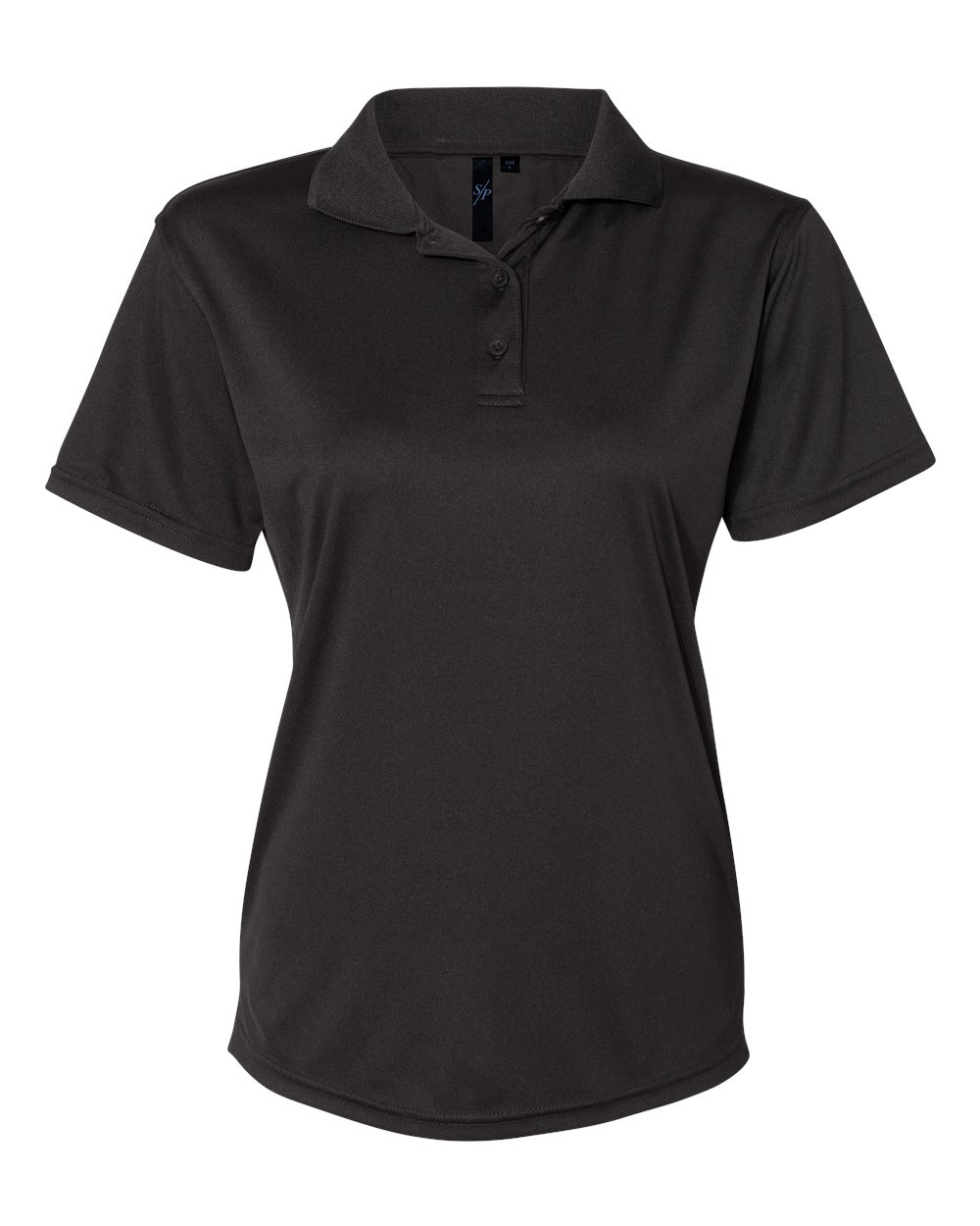 Front View of Black Women's Value Polyester Polo - 5100