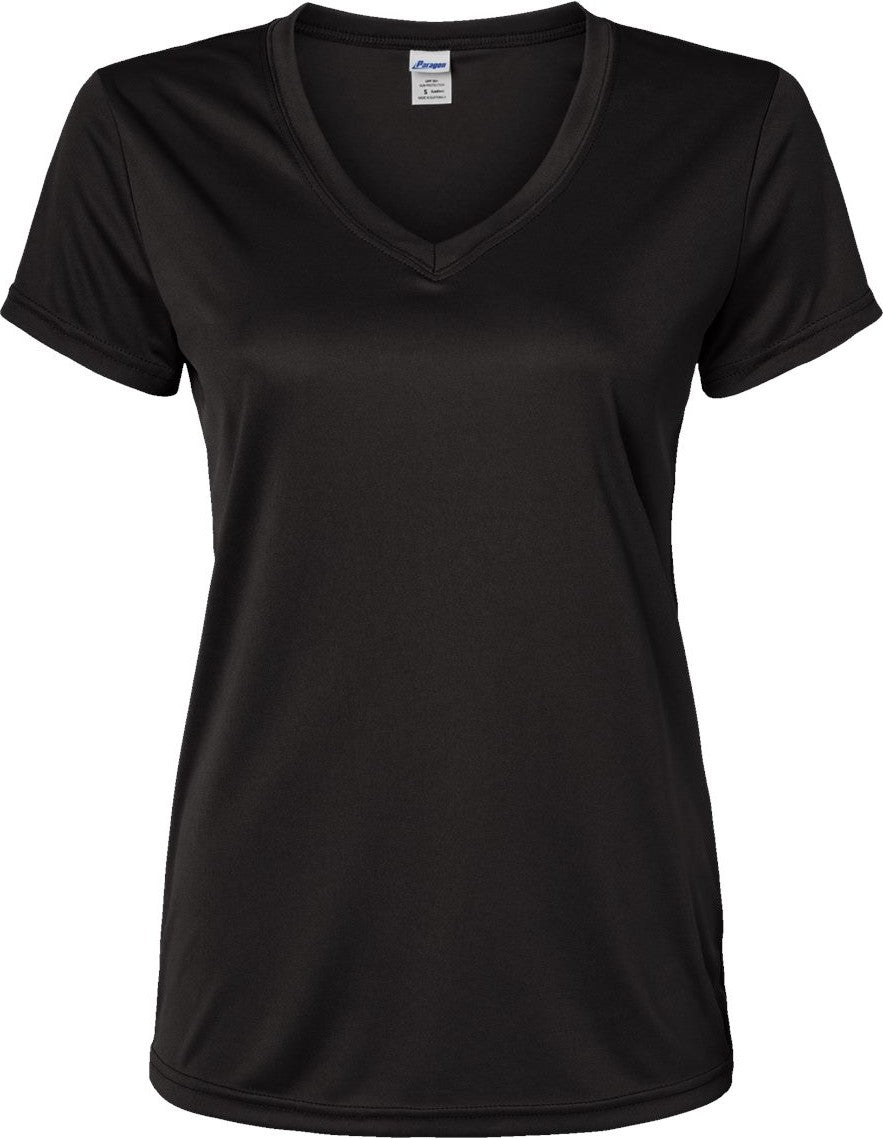 Front View of Black Women's Vera V-Neck T-Shirt - 203
