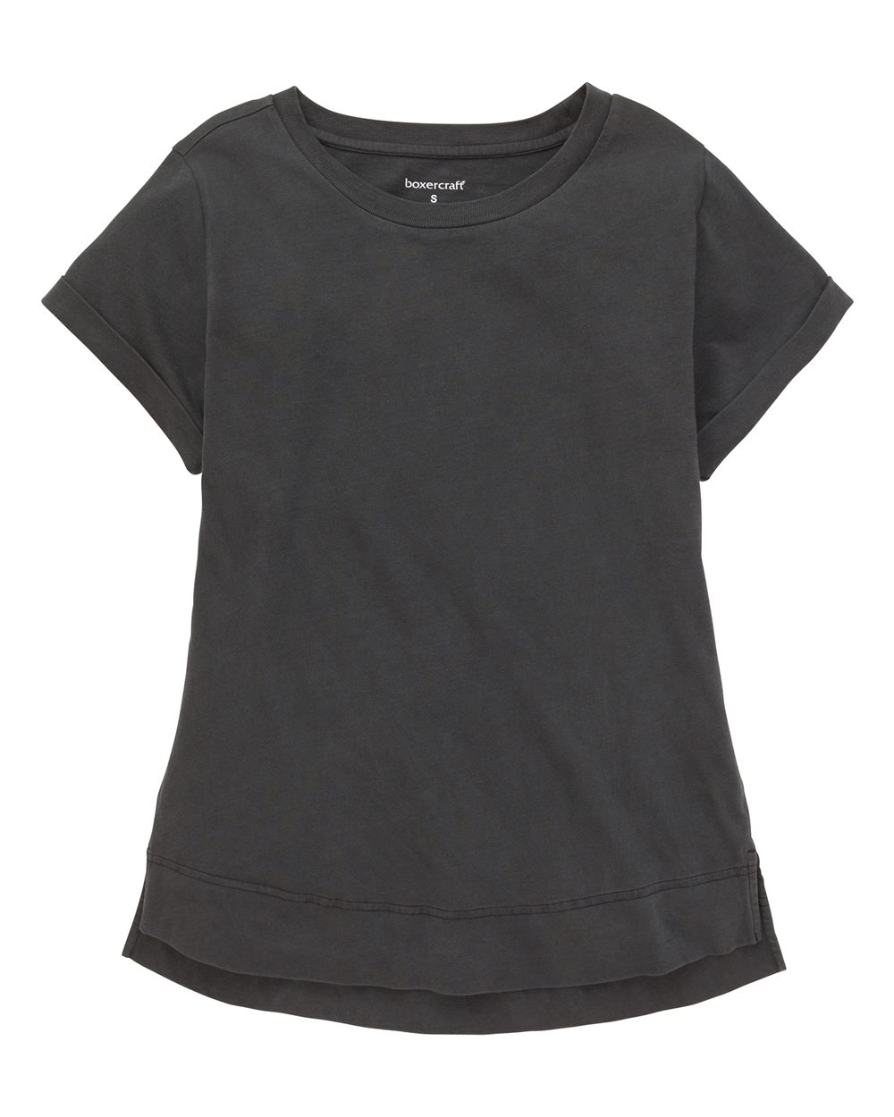 Front View of Black Women's Vintage Cuff T-Shirt - T57
