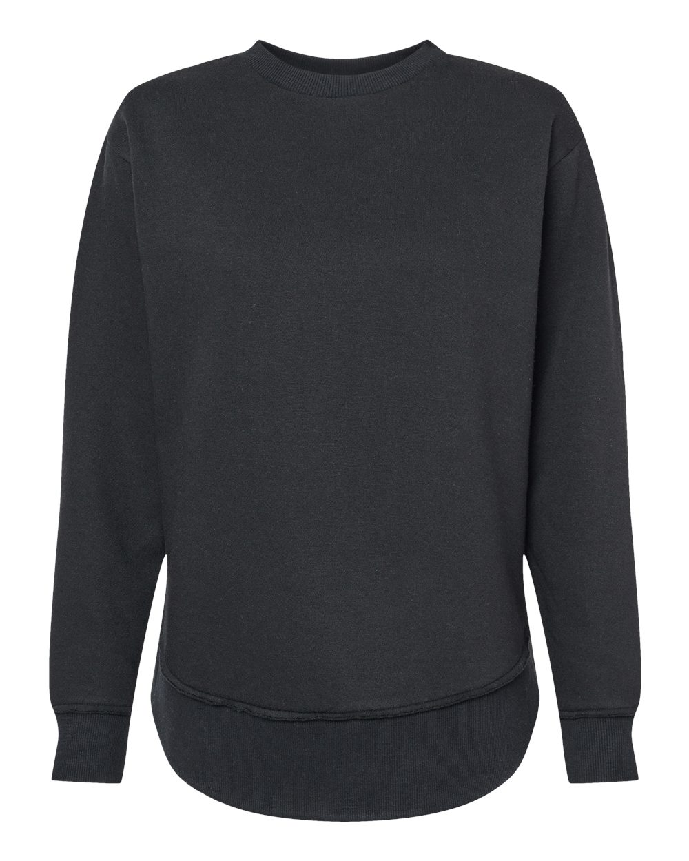 Front View of Black Women&#39;s Weekend Fleece Crewneck Sweatshirt - 3525