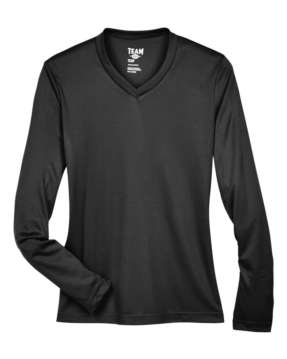 Front View of Black Women's Zone Performance Long Sleeve T-Shirt - TT11WL