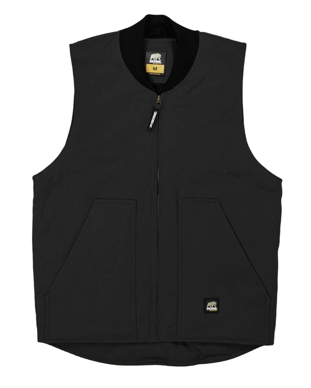 Front View of Black Workman's Duck Vest - V812