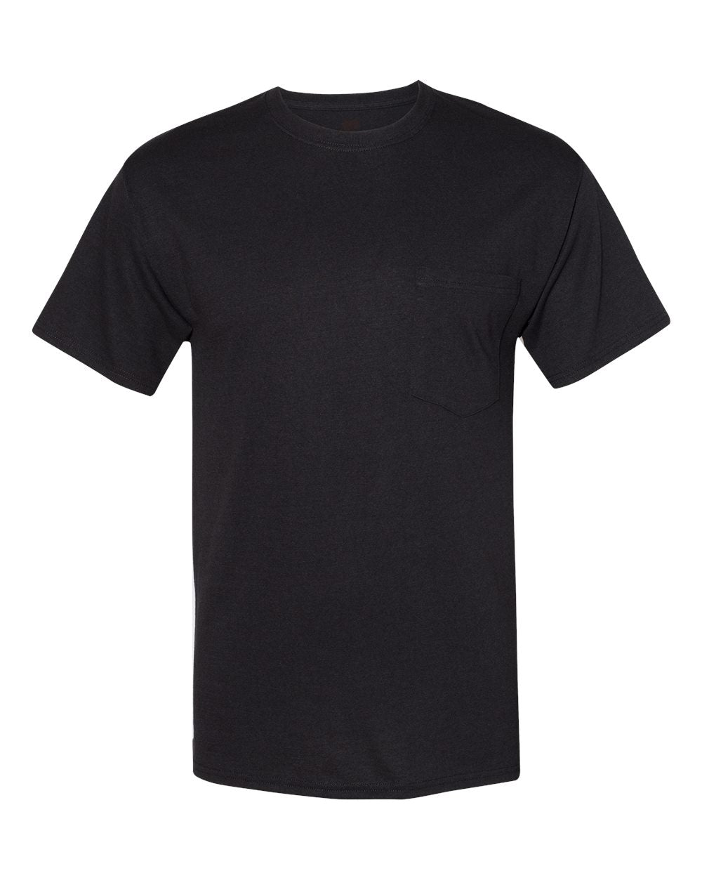 Front View of Black Workwear Pocket T-Shirt - W110