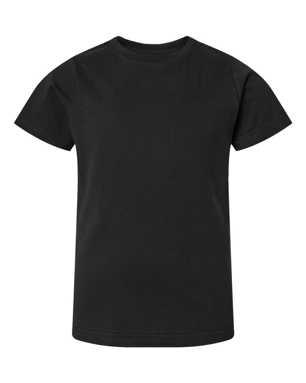 Front View of Black Youth Fine Jersey Tee - 6101