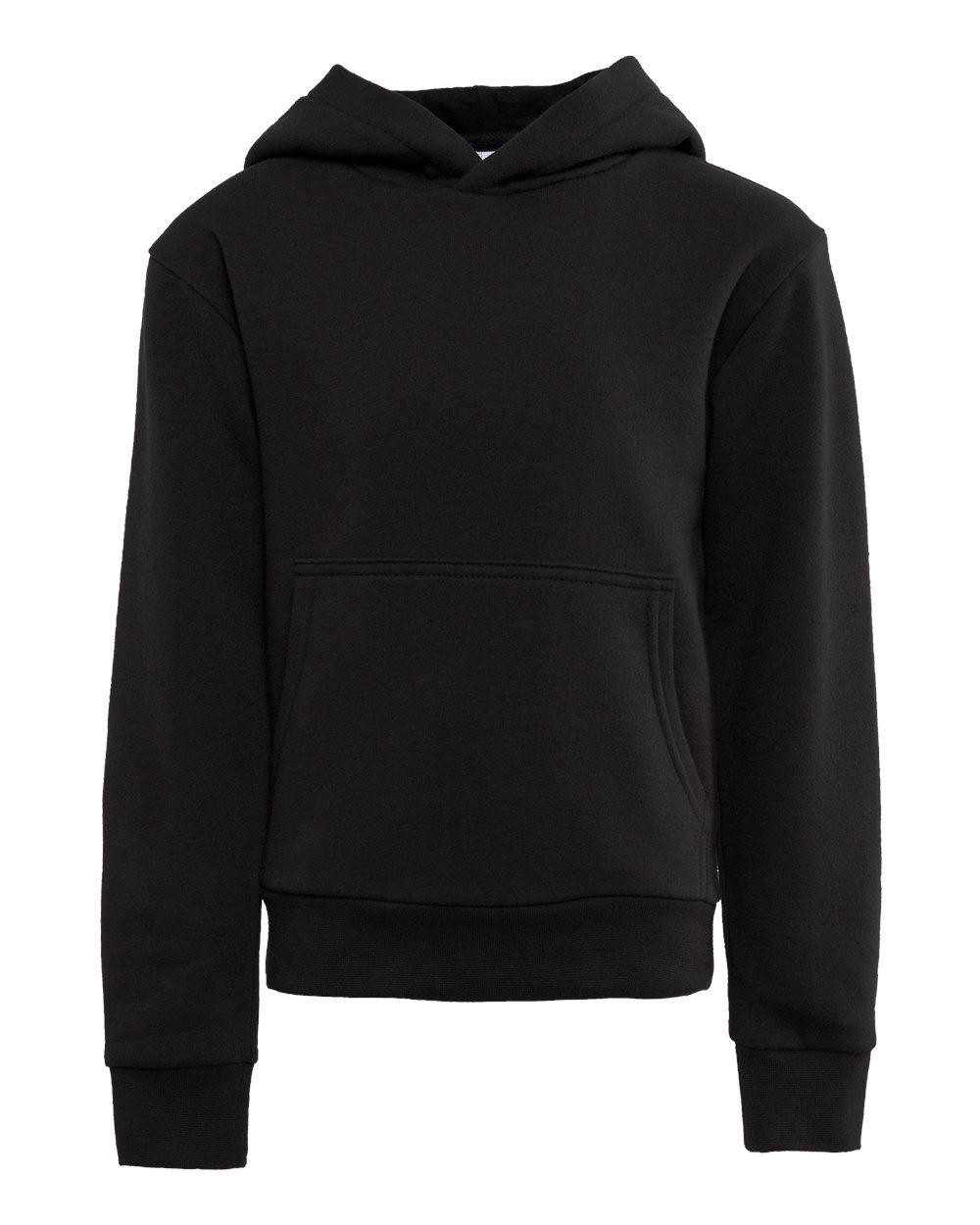 Front View of Black Youth Fleece Hoodie - 9113