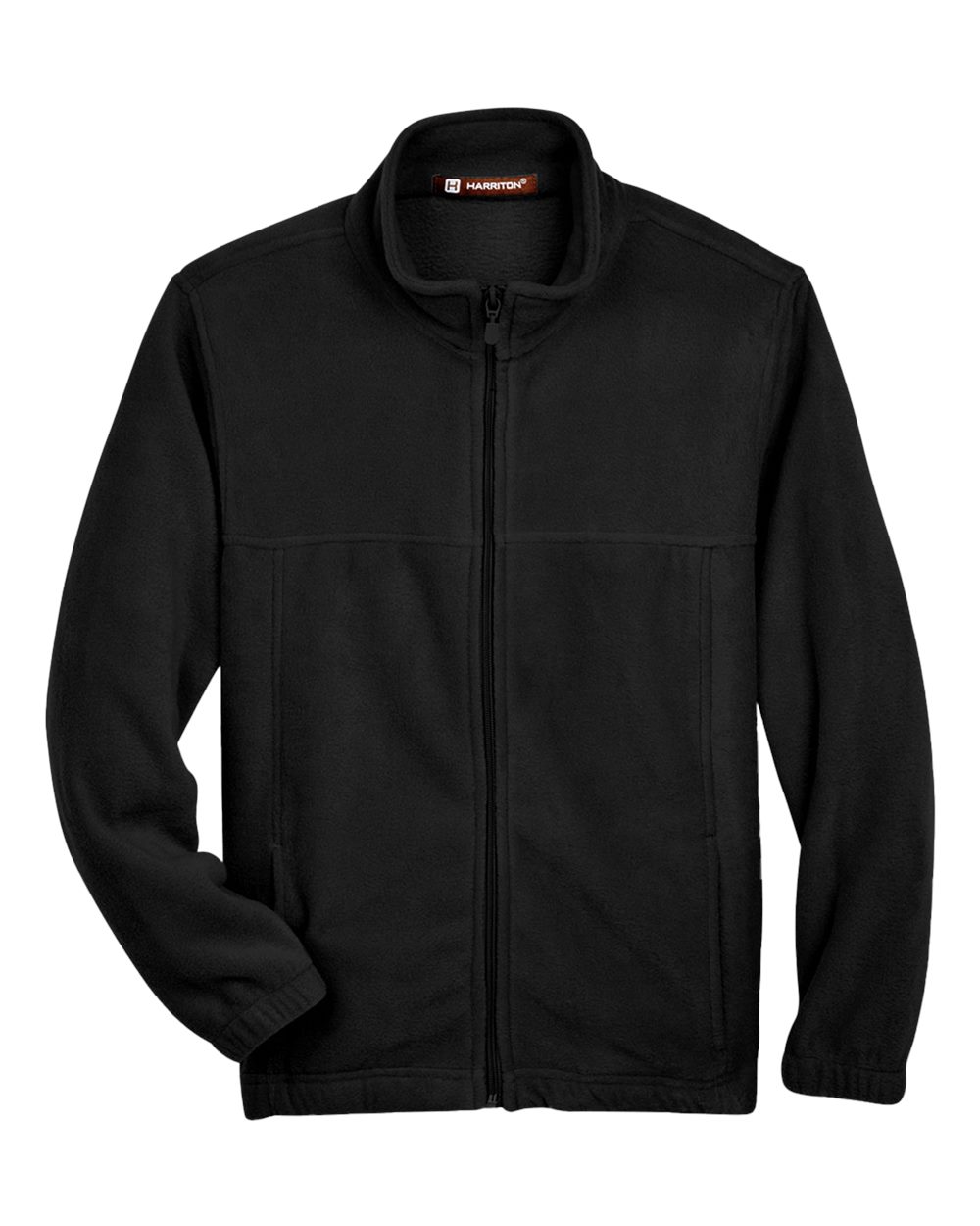 Front View of Black Youth Full-Zip Fleece - M990Y