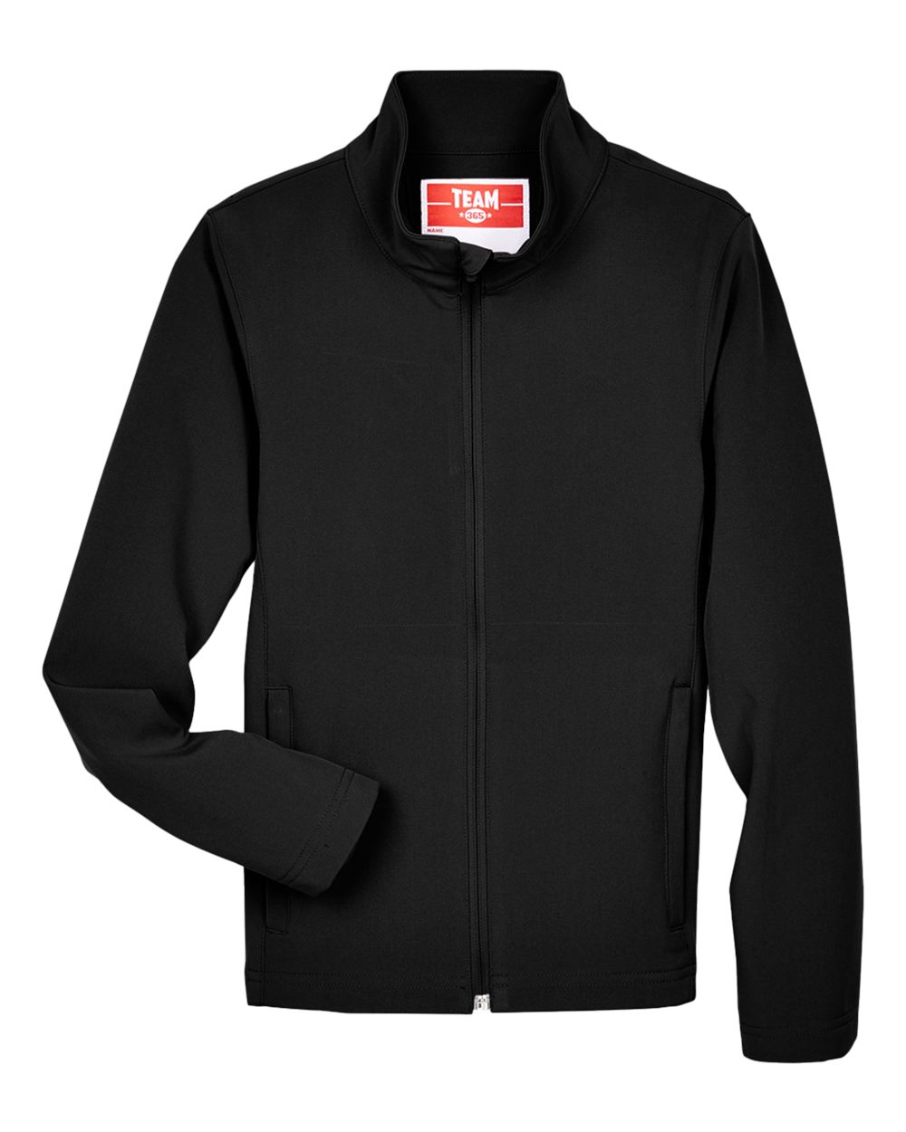 Front View of Black Youth Leader Soft Shell Jacket - TT80Y