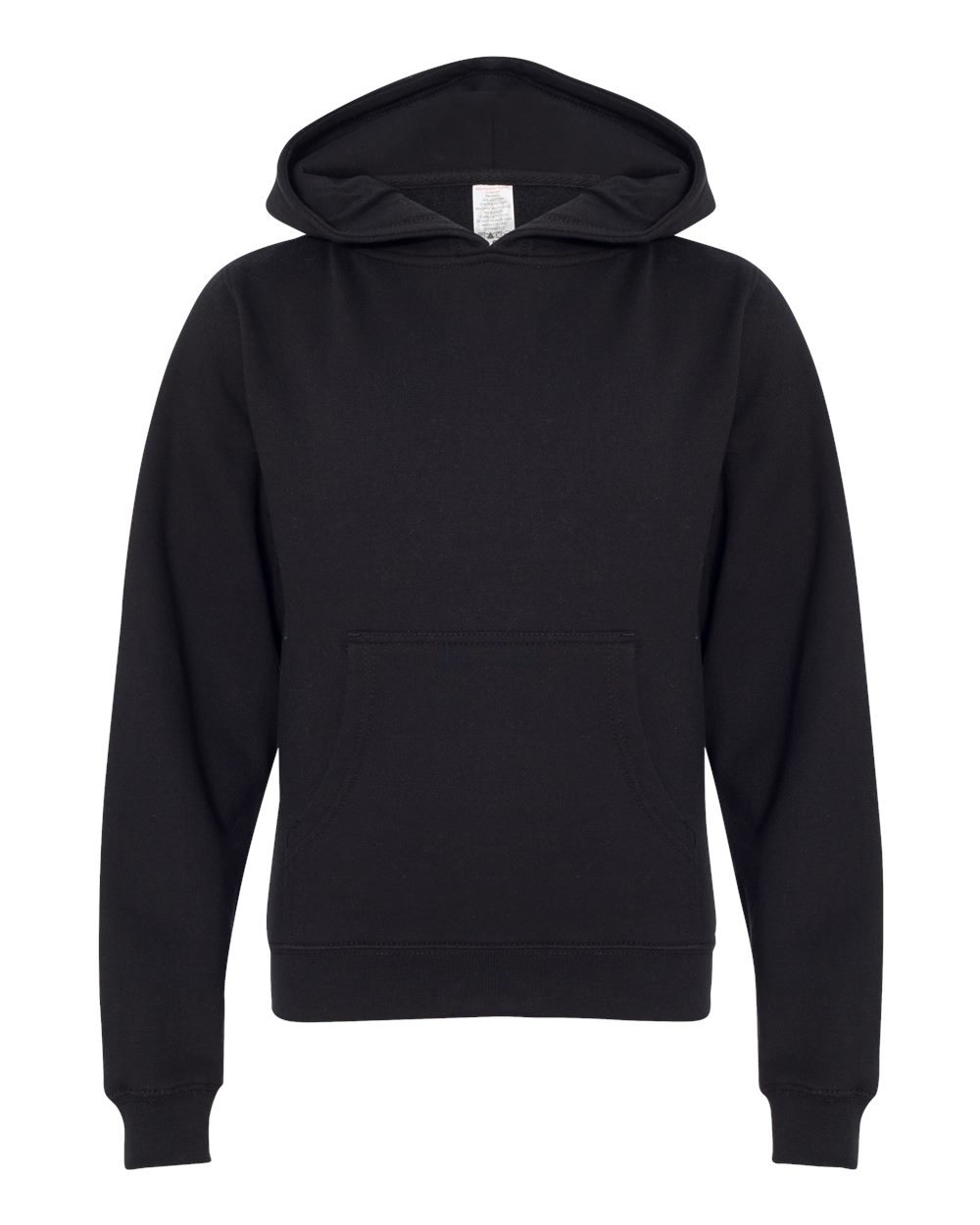 Front View of Black Youth Midweight Hooded Sweatshirt - SS4001Y