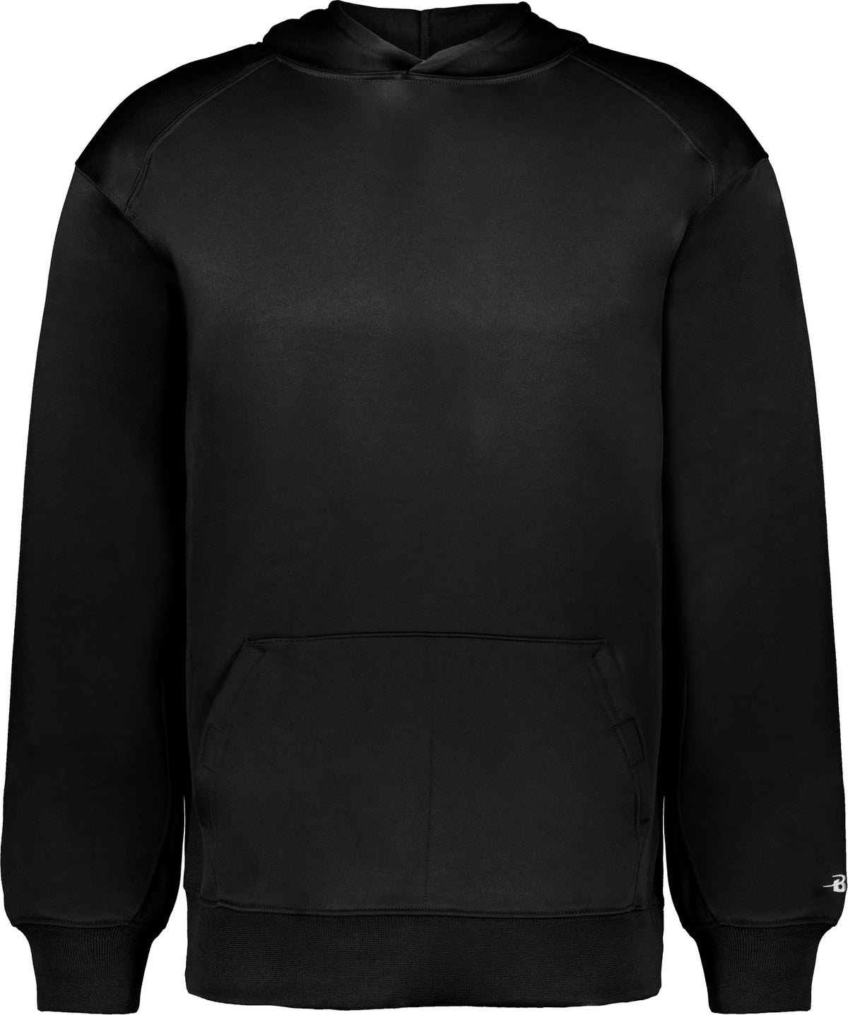 Front View of BLACK YOUTH PERFORMANCE FLEECE HOODI