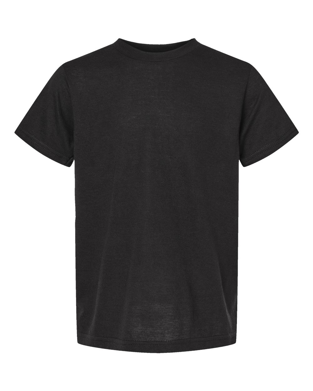 Front View of Black Youth Poly-Rich T-Shirt - 265