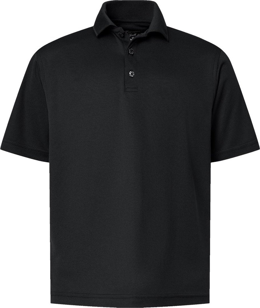 Front View of Black Youth Saratoga Performance Mini Mesh Polo - 108Y