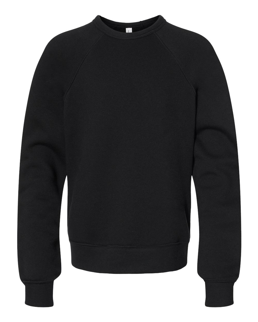 Front View of Black Youth Sponge Fleece Crewneck Sweatshirt - 3901Y