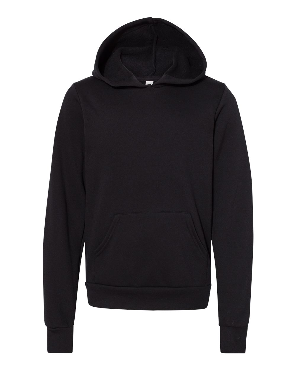 Front View of Black Youth Sponge Fleece Hoodie - 3719Y