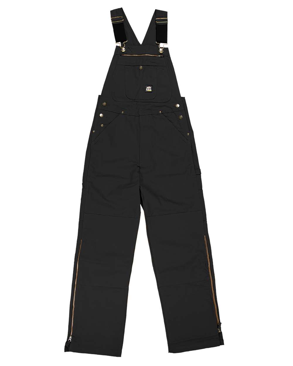 Front View of Black_40 Slab Unlined Duck Bib Overall - B1067