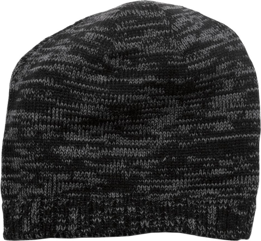 Front View of Black/Charcoal District Spaced-Dyed Beanie DT620