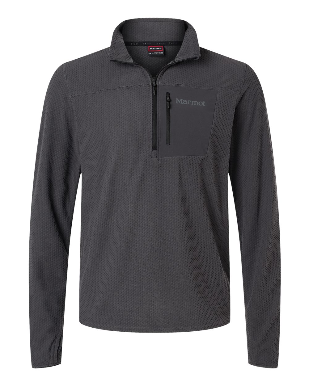 Front View of Blackened Men's Air Fleece Quarter-Zip Pullover - M16726 plain