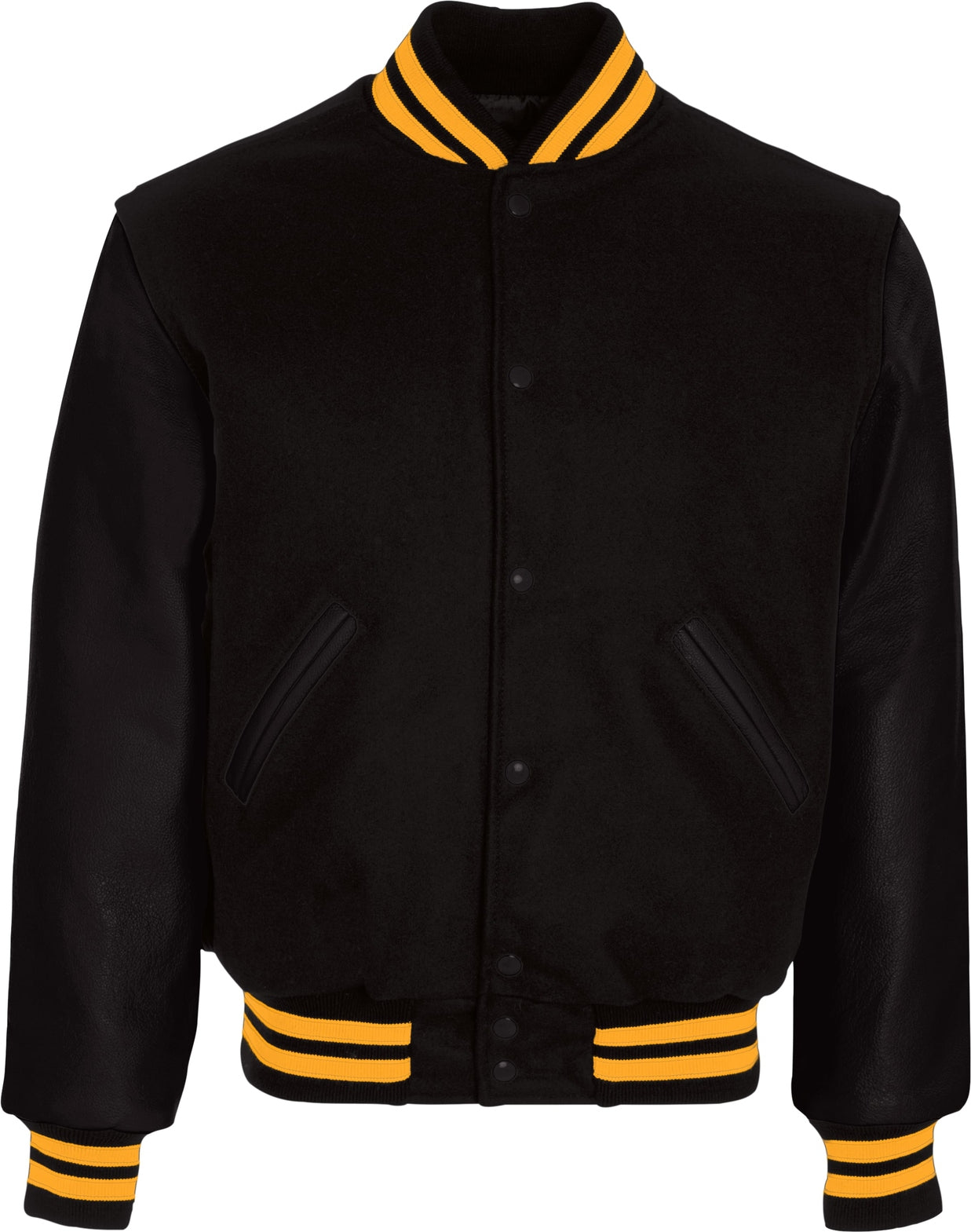 BLACK/LIGHT GOLD VARSITY WOOL JACKET