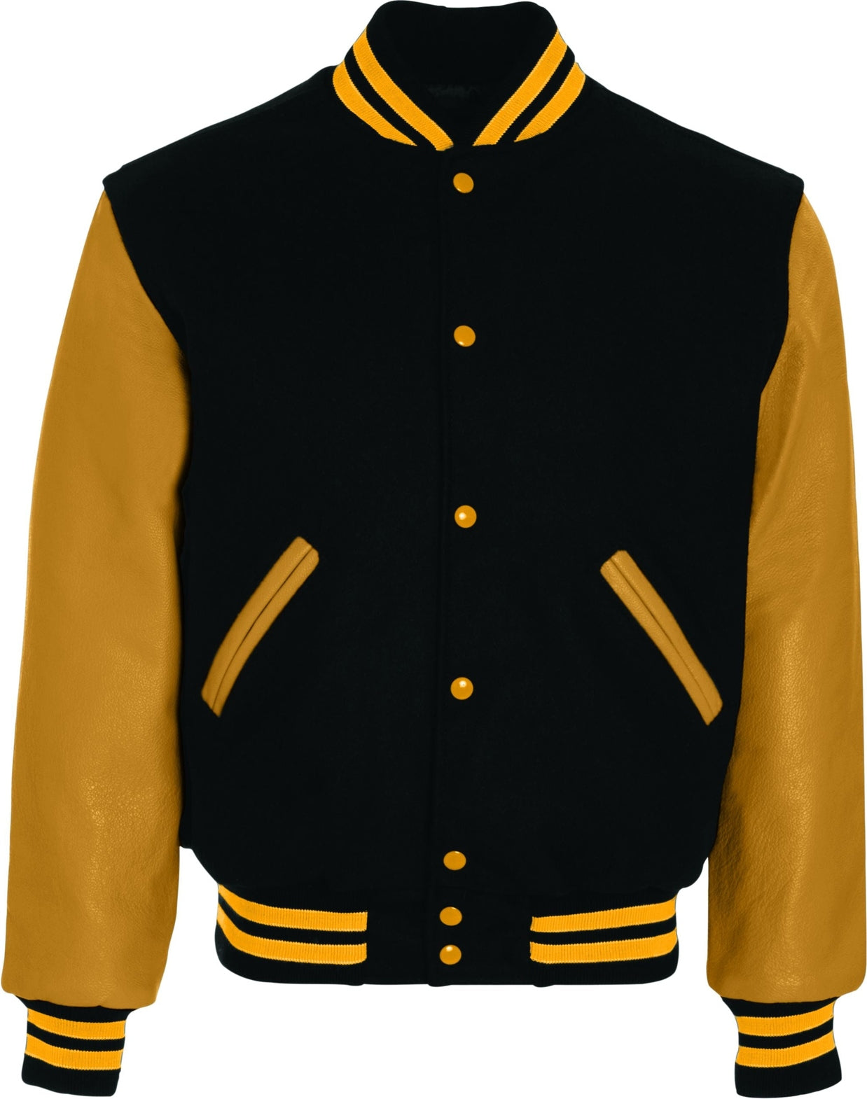 BLACK/LIGHT GOLD/LIGHT GOLD VARSITY WOOL JACKET
