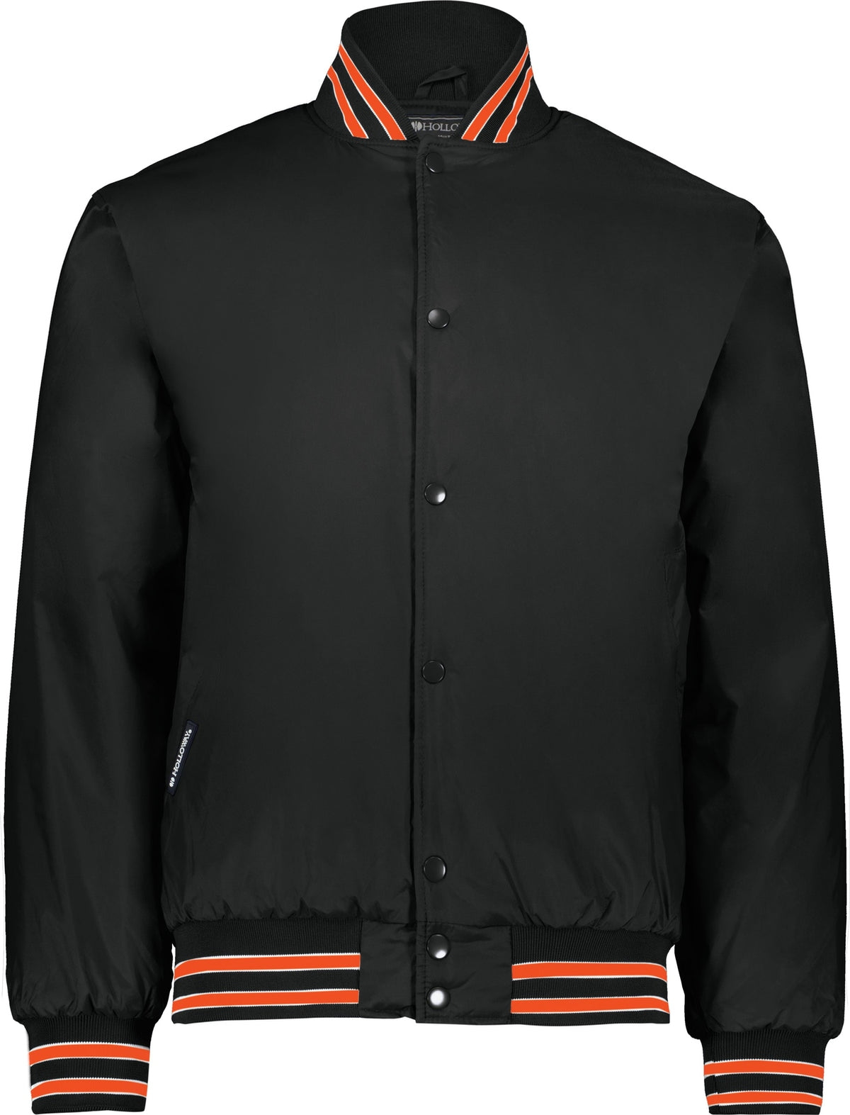 Front View of BLACK/ORANGE/WHITE HERITAGE JACKET