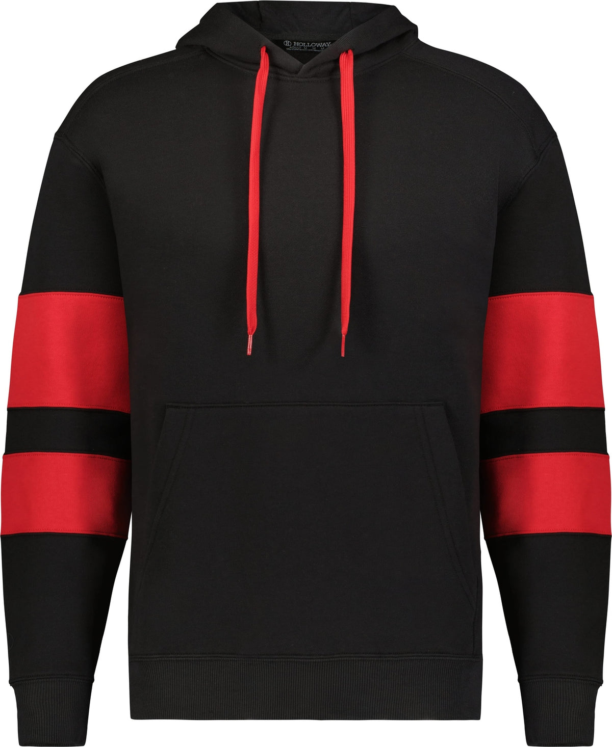 Front View of BLACK/SCARLET JACKSON WAY HOODIE