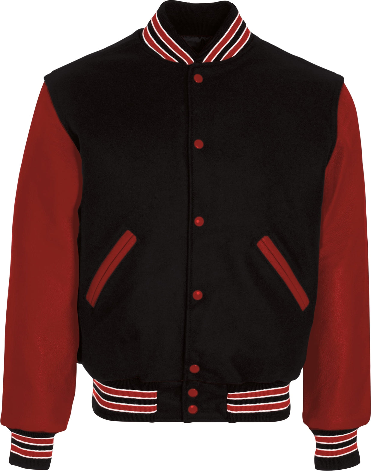 BLACK/SCARLET/SCARLET VARSITY WOOL JACKET