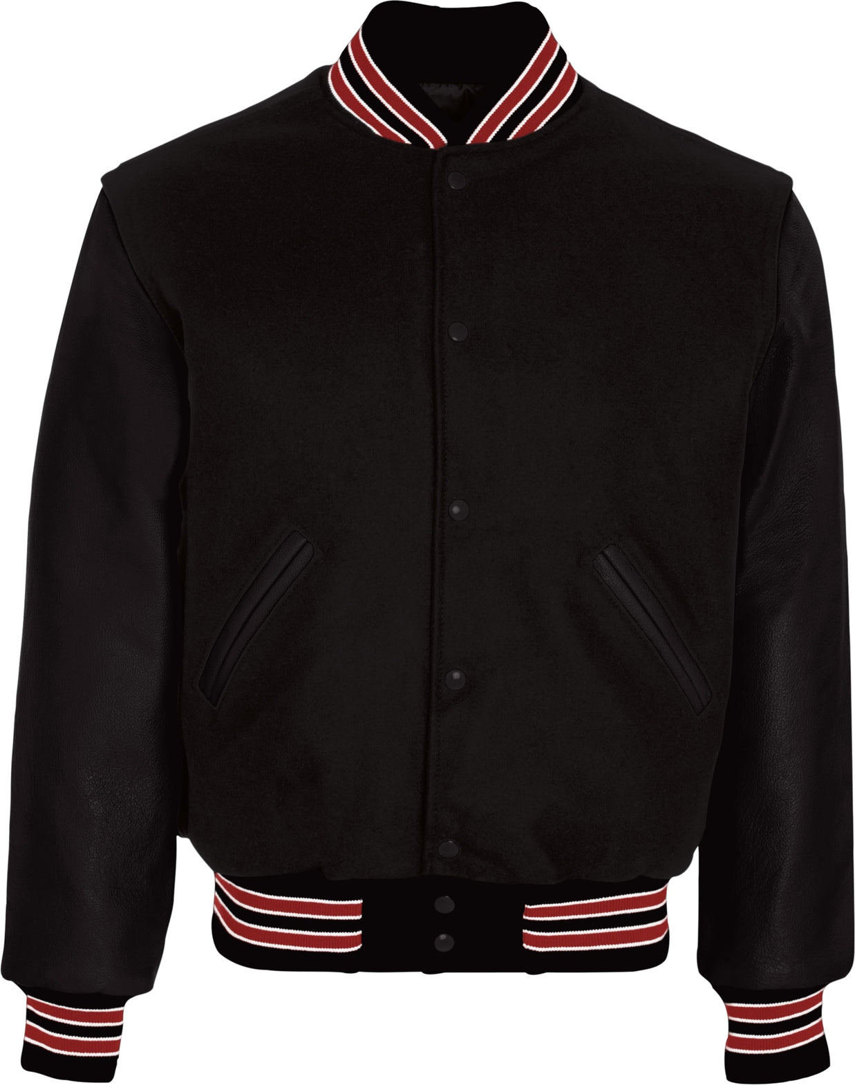 BLACK/SCARLET/WHITE VARSITY WOOL JACKET