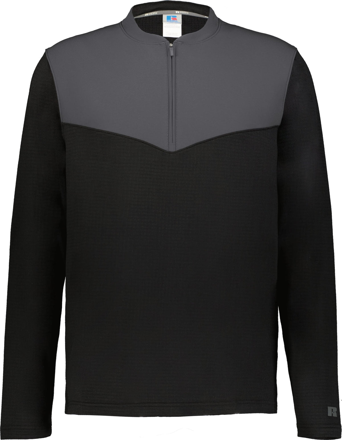 Front View of BLACK/STEALTH SIDELINE GRID 1/4 ZIP PULLOVER
