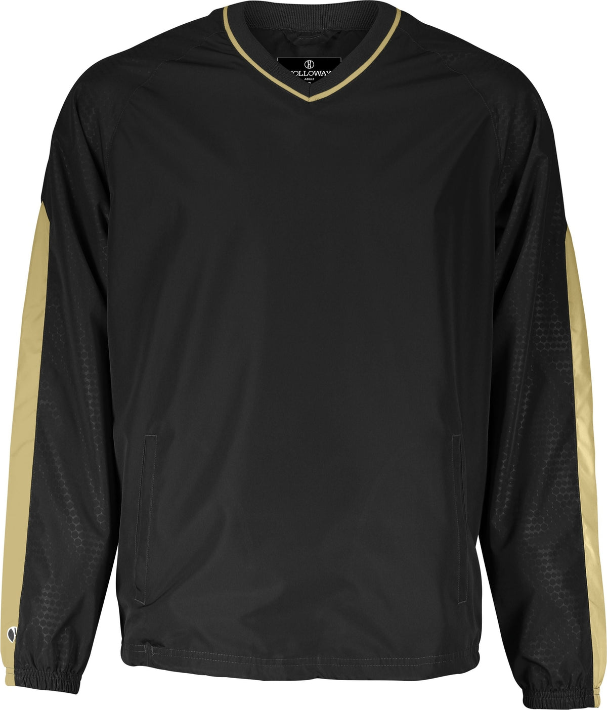 Front View of BLACK/VEGAS GOLD BIONIC PULLOVER WINDSHIRT