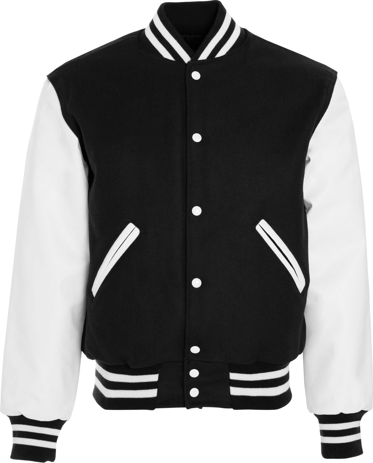 Front View of BLACK/WHITE AWARD WOOL JACKET