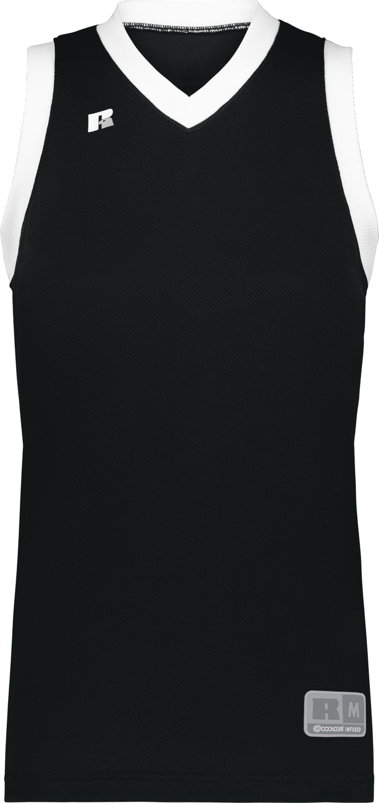 Front View of BLACK/WHITE LDS COOLCORE ELITE JERSEY