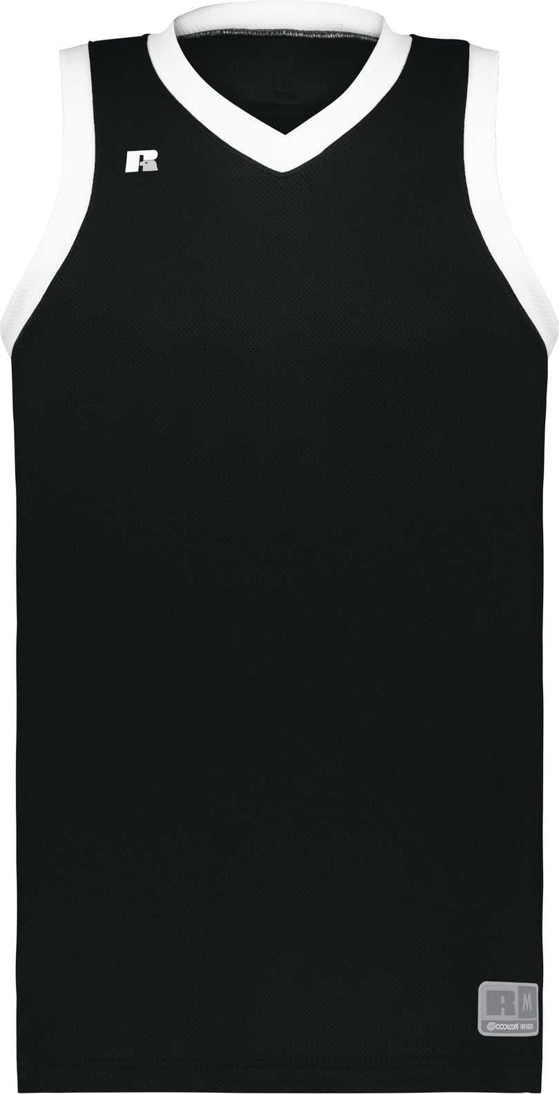 Front View of BLACK/WHITE YTH COOLCORE ELITE JERSEY