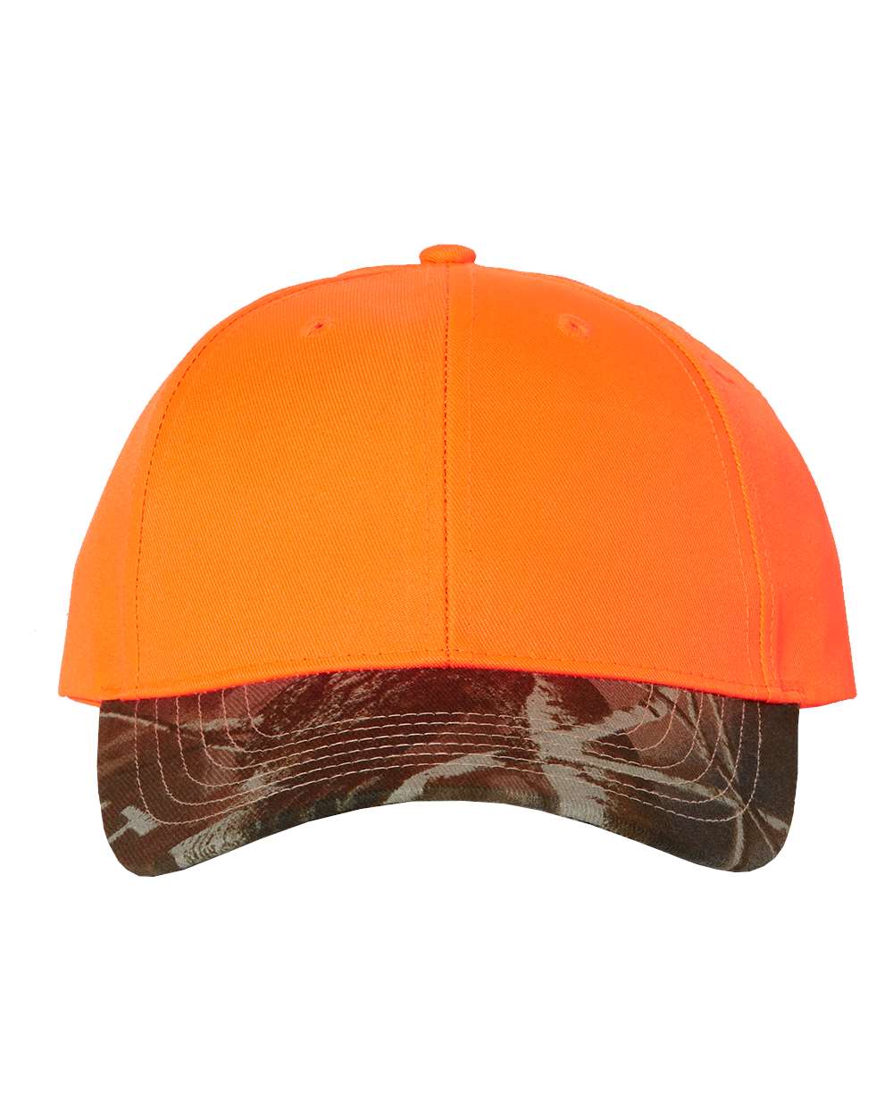 Front View of Blaze/ Realtree Hardwoods Solid Crown with Camo Bill Cap - LC25