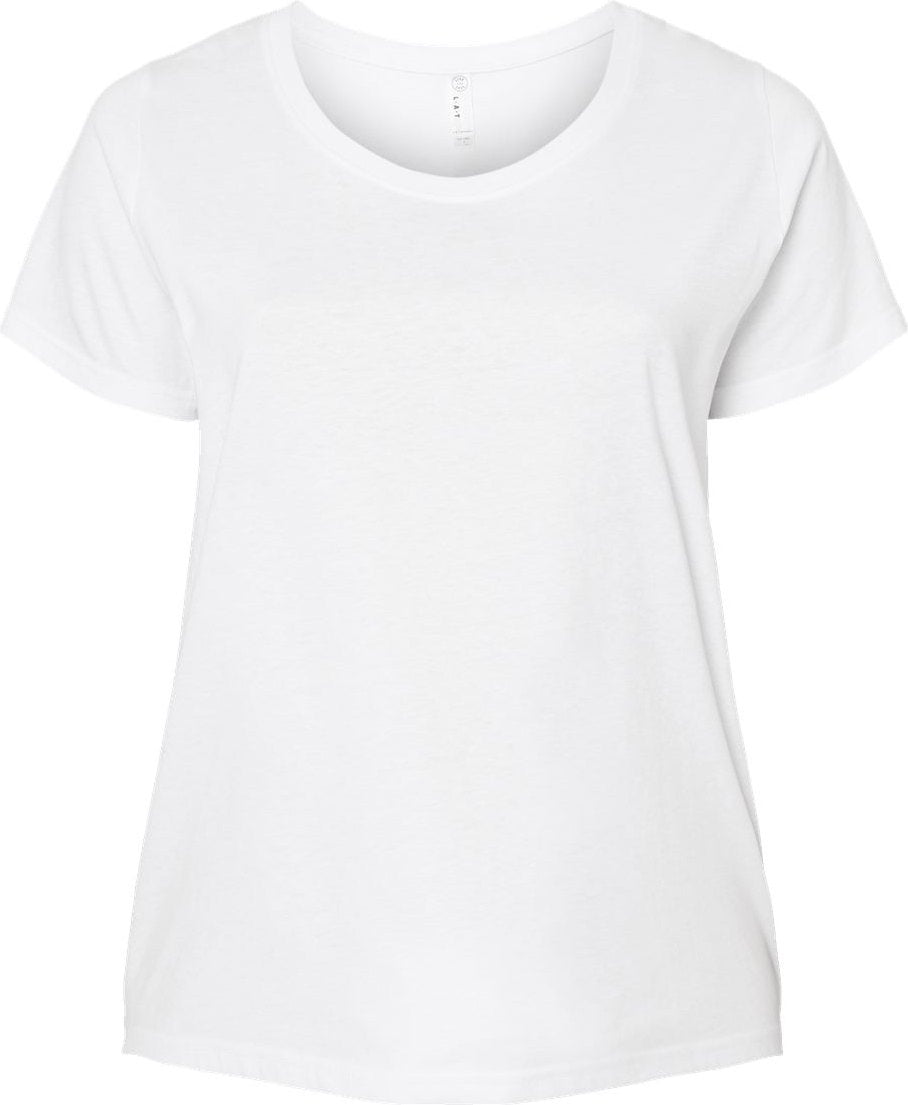 Front View of Blended White Curvy Collection Women's Fine Jersey Tee - 3816