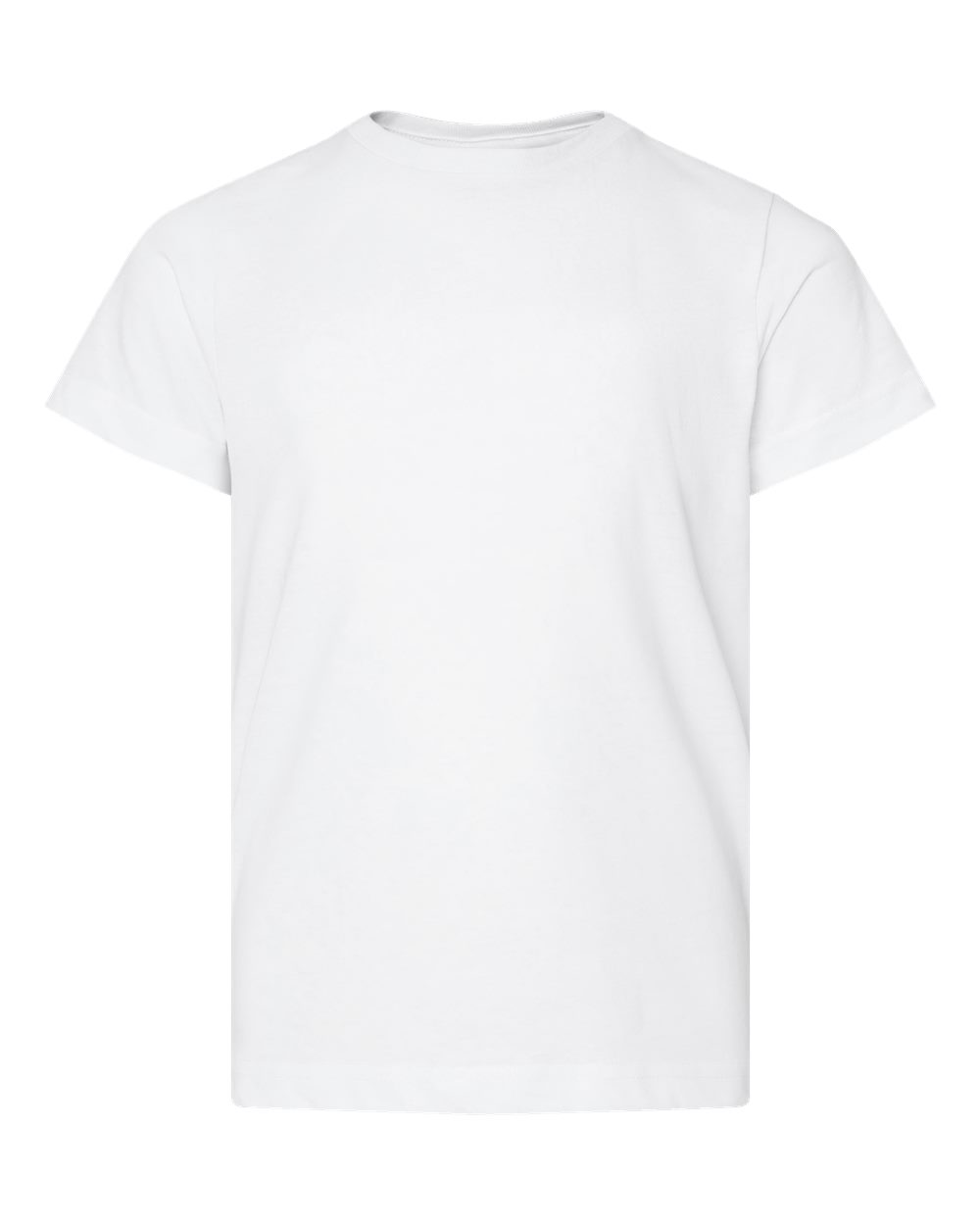 Front View of Blended White Youth Fine Jersey Tee - 6101
