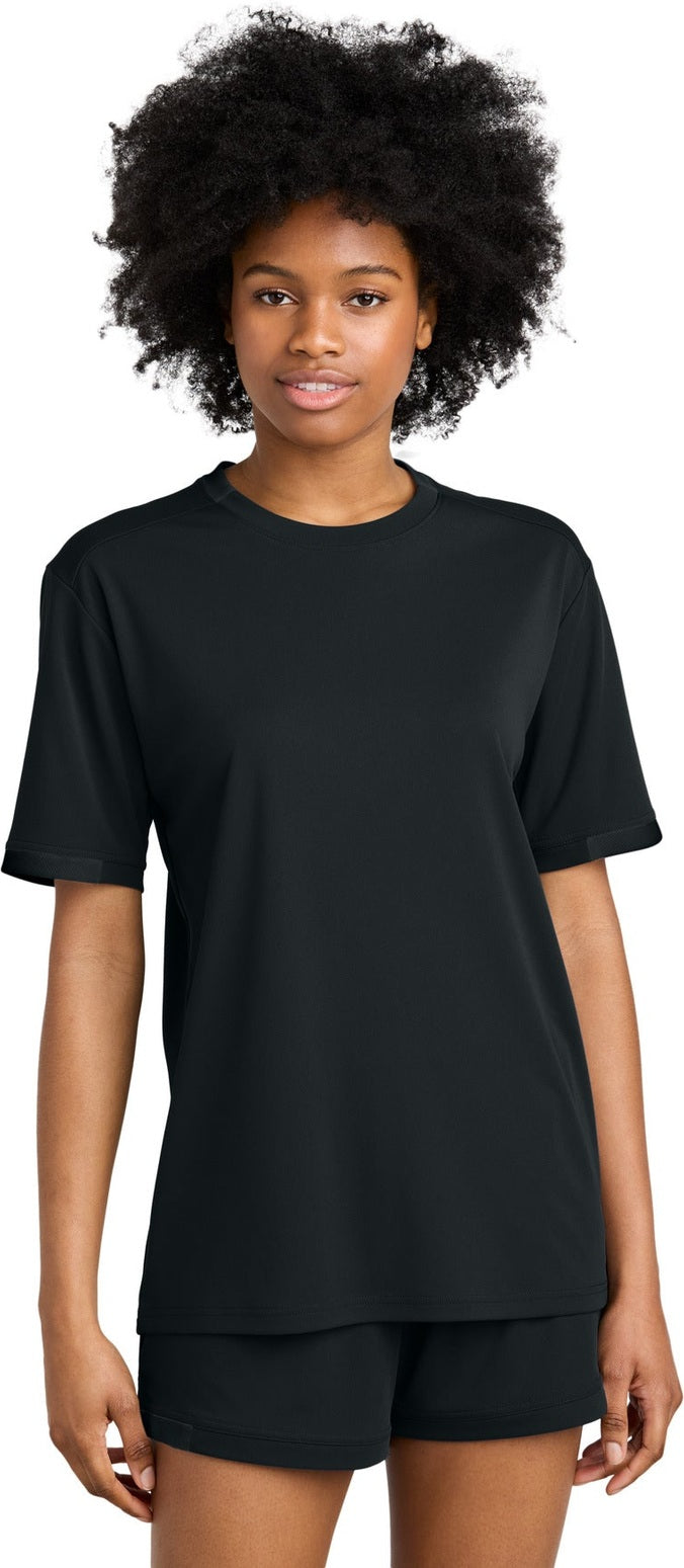 Front View of Blk/Blk Sport-Tek Club Short Sleeve Crew ST440