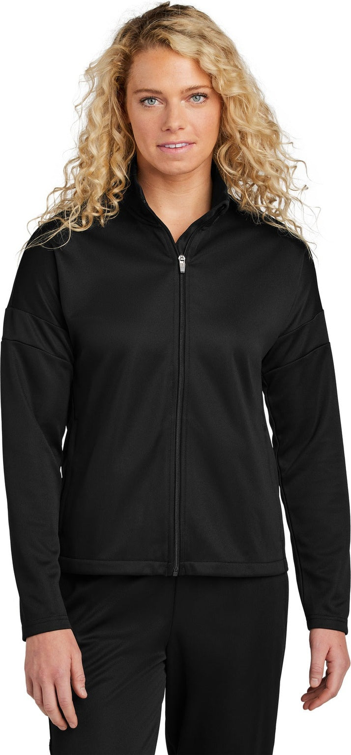 Front View of Blk/Blk Sport-Tek Women's Travel Full-Zip Jacket LST800