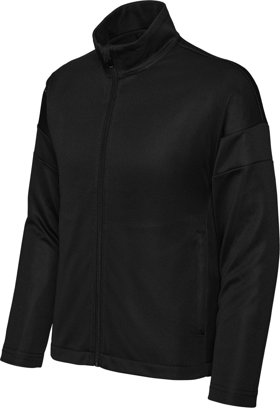 Front View of Blk/Blk Sport-Tek Youth Travel Full-Zip Jacket YST800