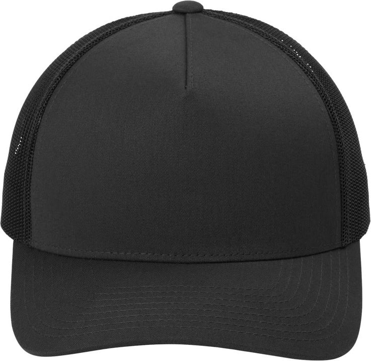 Front View of Blk/Blk Sport-Tek YP Classics Retro Trucker 5-Panel Cap STC54